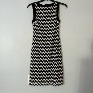 Joseph Ribkoff Women's Zigzag Embroidered Lace Sheath Dress Black White Size 8